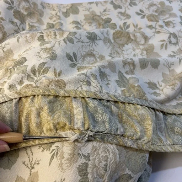 Vtg Waverly Decor 5 Valances 66x18 Butter Yellow Roses Sage Green & 4 Napkins